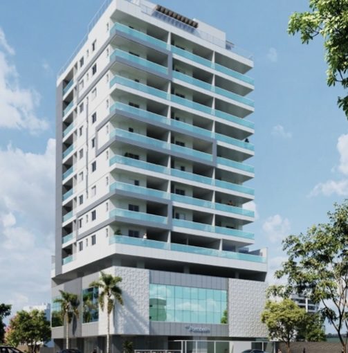 Fachada do prédio em construção na Praia do Morro em Guarapari ES Edifício Porto Belo 3 dormitórios