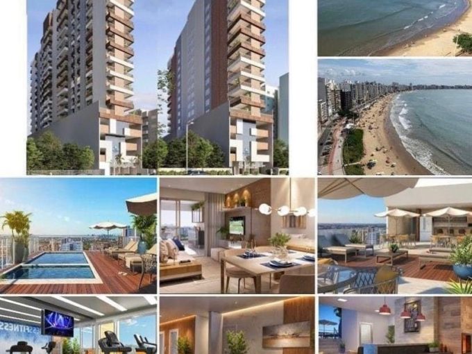 Fachada do prédio lançamento edifício Villa Oceânica Praia do Morro Guarapari ES